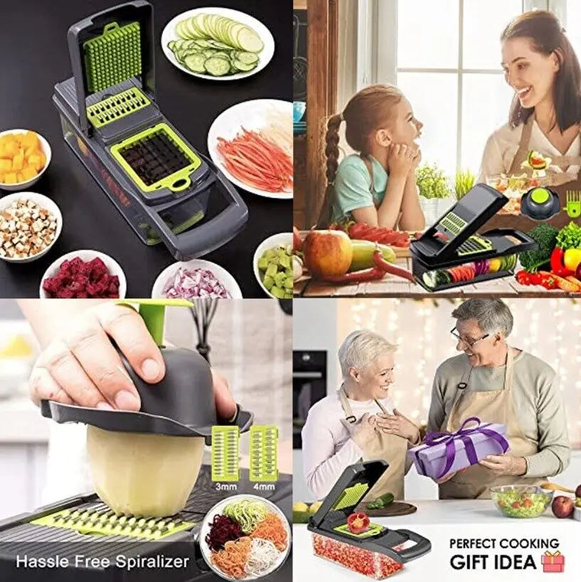 16 in 1 Vegetable Chopper, Salad Fruit Vegetable Food Chopper Slicer Peeler