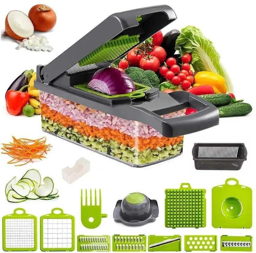 16 in 1 Vegetable Chopper, Salad Fruit Vegetable Food Chopper Slicer Peeler