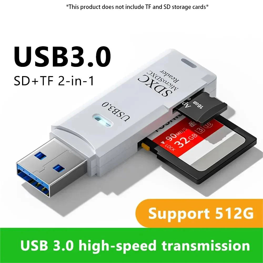 2 in 1 USB 3.0 Card Reader Micro sd card Reader usb adapter High Speed Cardreader TF Memory card For PC Laptop Accessories