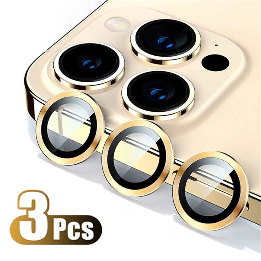 Original Titanium Color Camera Protector For iPhone 16 Pro Max 15 14 13 12 Mini Pro Max Metal Ring Tempered Glass Lens Cover Cap