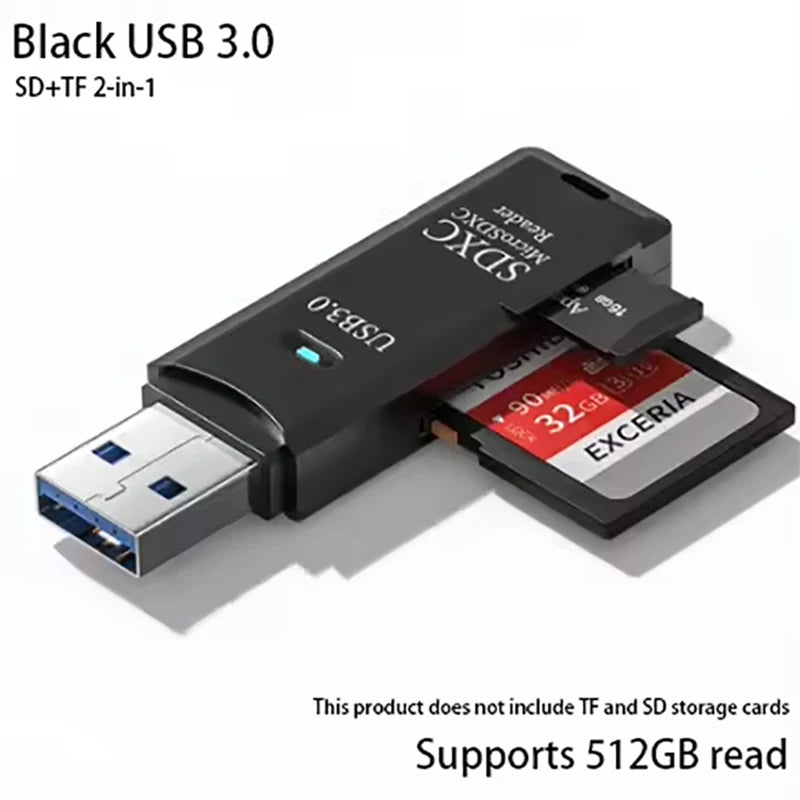 2 in 1 USB 3.0 Card Reader Micro sd card Reader usb adapter High Speed Cardreader TF Memory card For PC Laptop Accessories