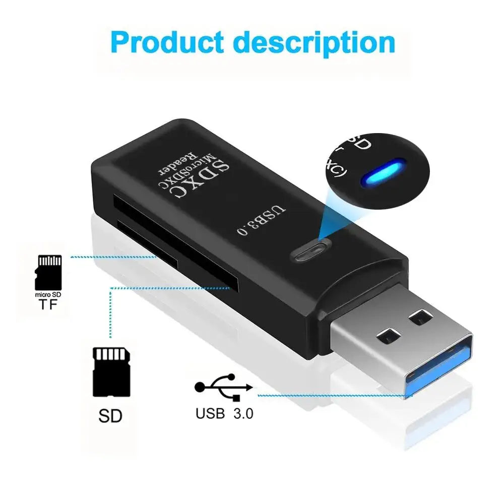 2 in 1 USB 3.0 Card Reader Micro sd card Reader usb adapter High Speed Cardreader TF Memory card For PC Laptop Accessories