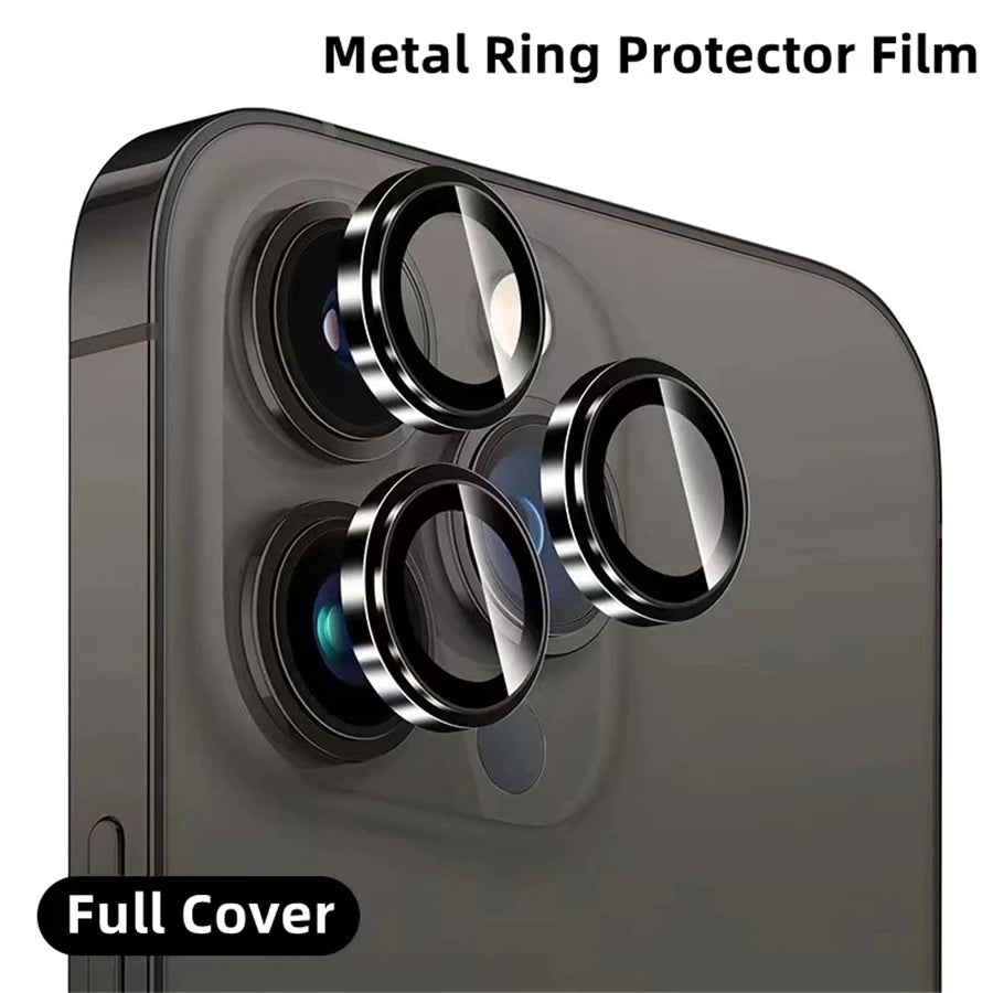 Original Titanium Color Camera Protector For iPhone 16 Pro Max 15 14 13 12 Mini Pro Max Metal Ring Tempered Glass Lens Cover Cap