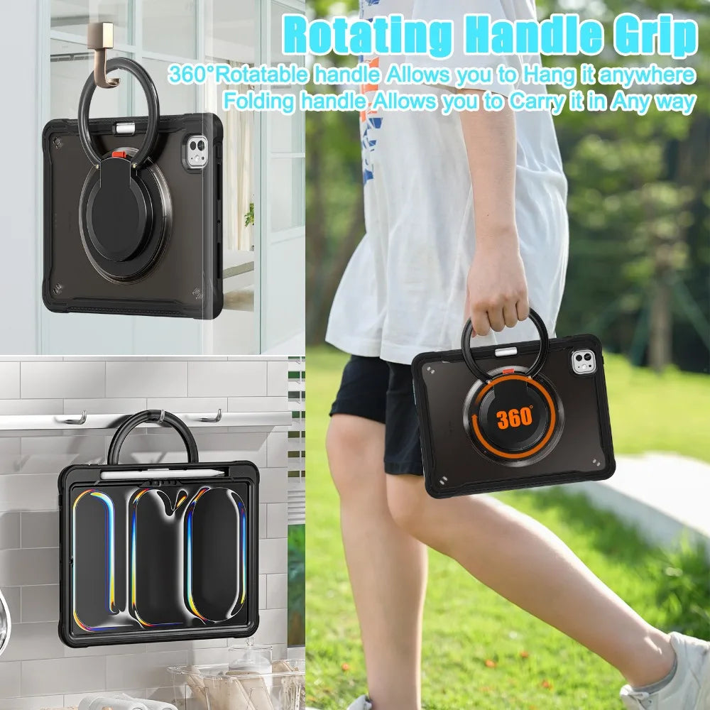 Case For iPad Air 11"2024 A2902/A2903/A2904 Shockproof Cover iPad Pro 13 12.9 3 4 5 6th 10.9 10 9 7 8 10.2 Mini6 Kickstand Funda