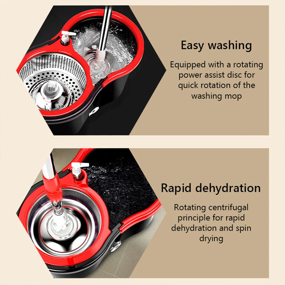 Microfiber Spin Mop and Bucket Cleaning System with 5 Microfiber Mop Replacement Heads