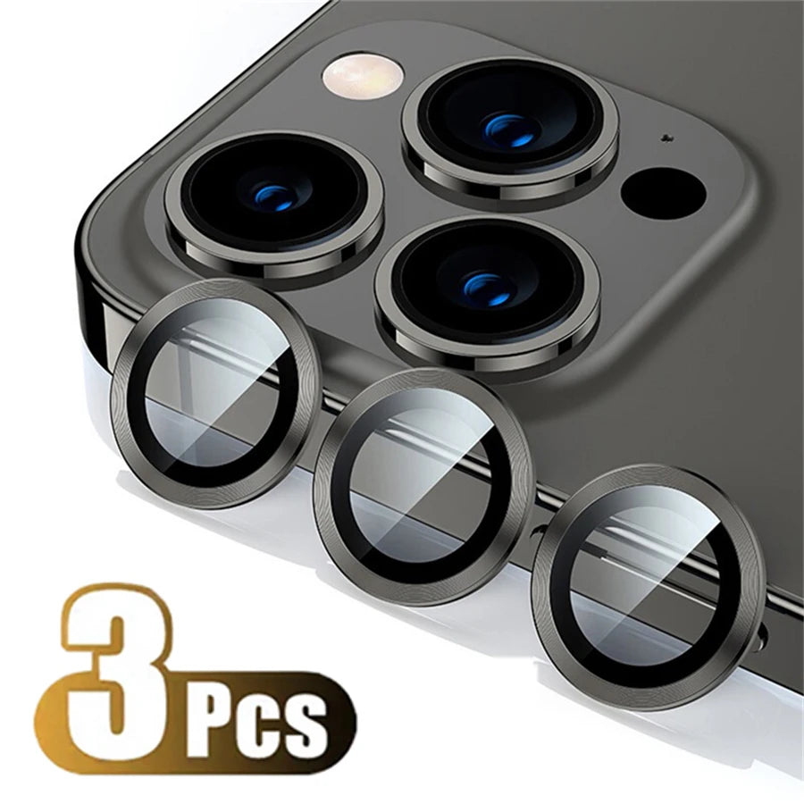 Original Titanium Color Camera Protector For iPhone 16 Pro Max 15 14 13 12 Mini Pro Max Metal Ring Tempered Glass Lens Cover Cap