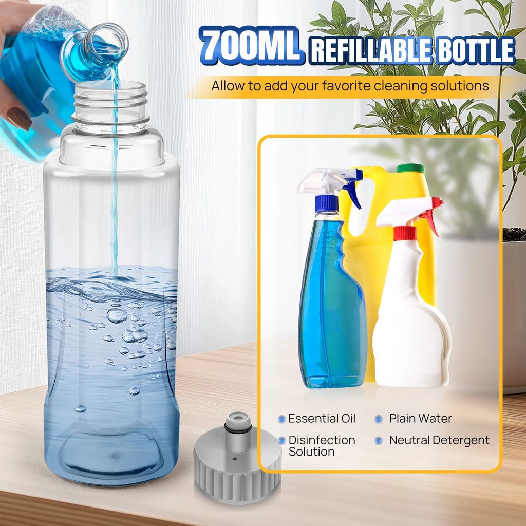 360° Spray Mop for Floors w/700ml Bottle & 3 Reusable Microfiber Pads - Wet/Dry Hardwood Floor Cleaner