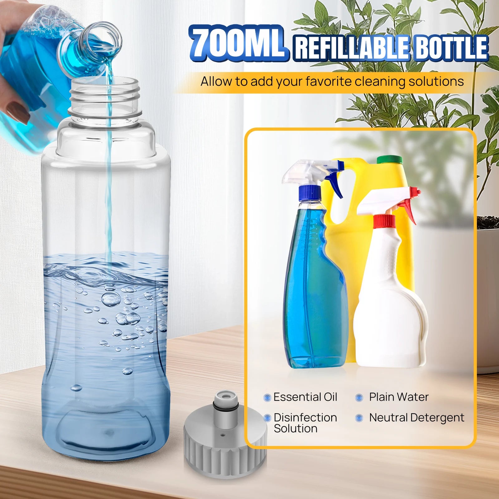 360° Spray Mop for Floors w/700ml Bottle & 3 Reusable Microfiber Pads - Wet/Dry Hardwood Floor Cleaner