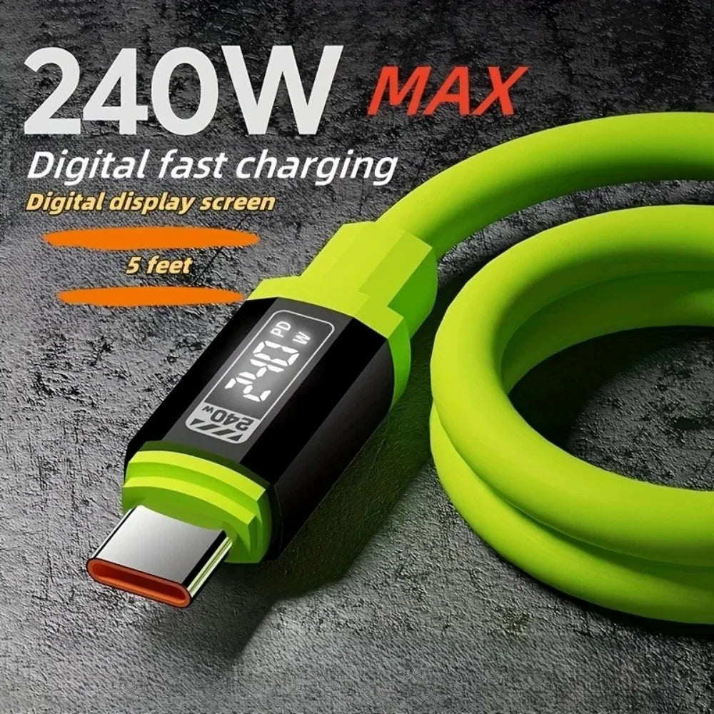 240W USB Type C Cable PD Fast Charging Phone Charger Data Cord For iPhone Samsung Xiaomi Huawei USB C to USB C Quick Charge Wire