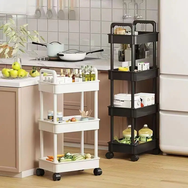Multi-functional Kitchen Storage Shelf, Mobile Trolley, Floor-standing Multi-layer Storage Rack,for Snacks,Fruits and Vegetables
