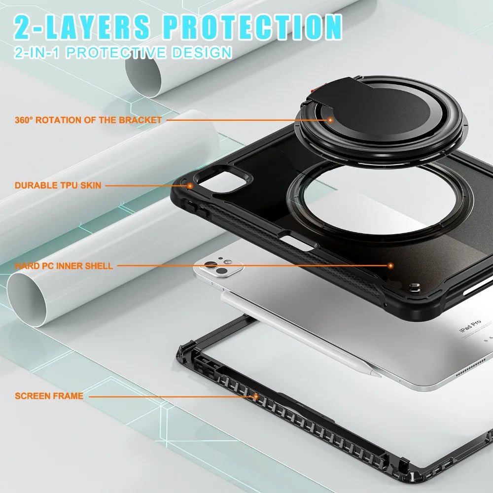 Case For iPad Air 11"2024 A2902/A2903/A2904 Shockproof Cover iPad Pro 13 12.9 3 4 5 6th 10.9 10 9 7 8 10.2 Mini6 Kickstand Funda