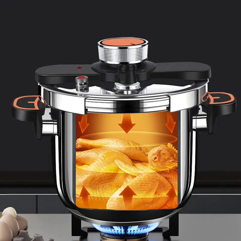 Orange Kitchen Pressure Cooker 4L/6L/8L Stainless Steel Explosion-proof Fast Cooking Pressure Pot Gas & Induction Compatible