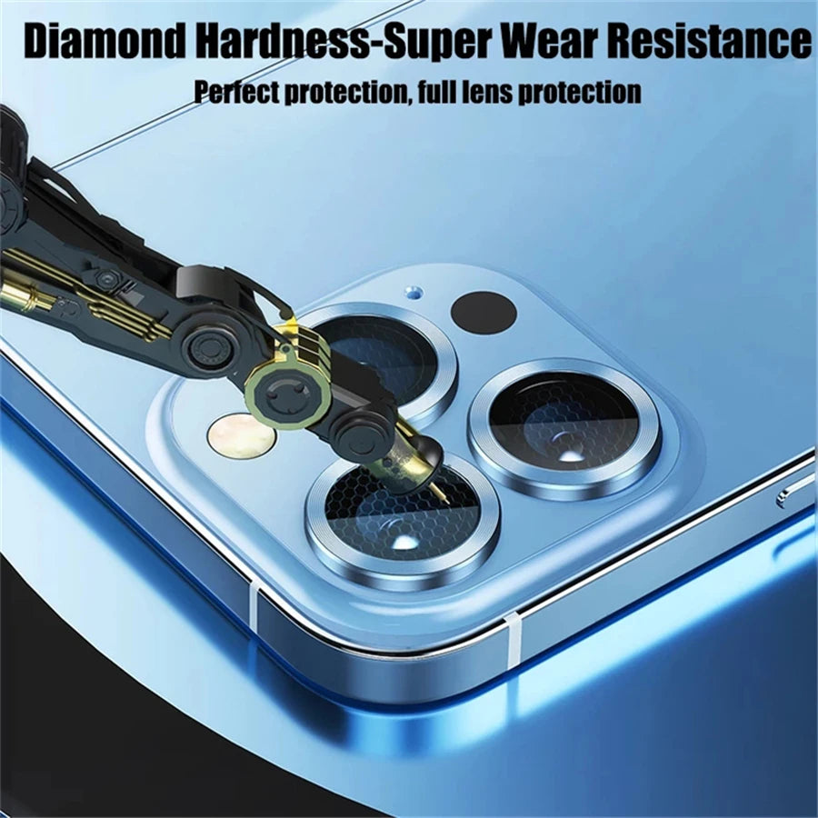 Original Titanium Color Camera Protector For iPhone 16 Pro Max 15 14 13 12 Mini Pro Max Metal Ring Tempered Glass Lens Cover Cap