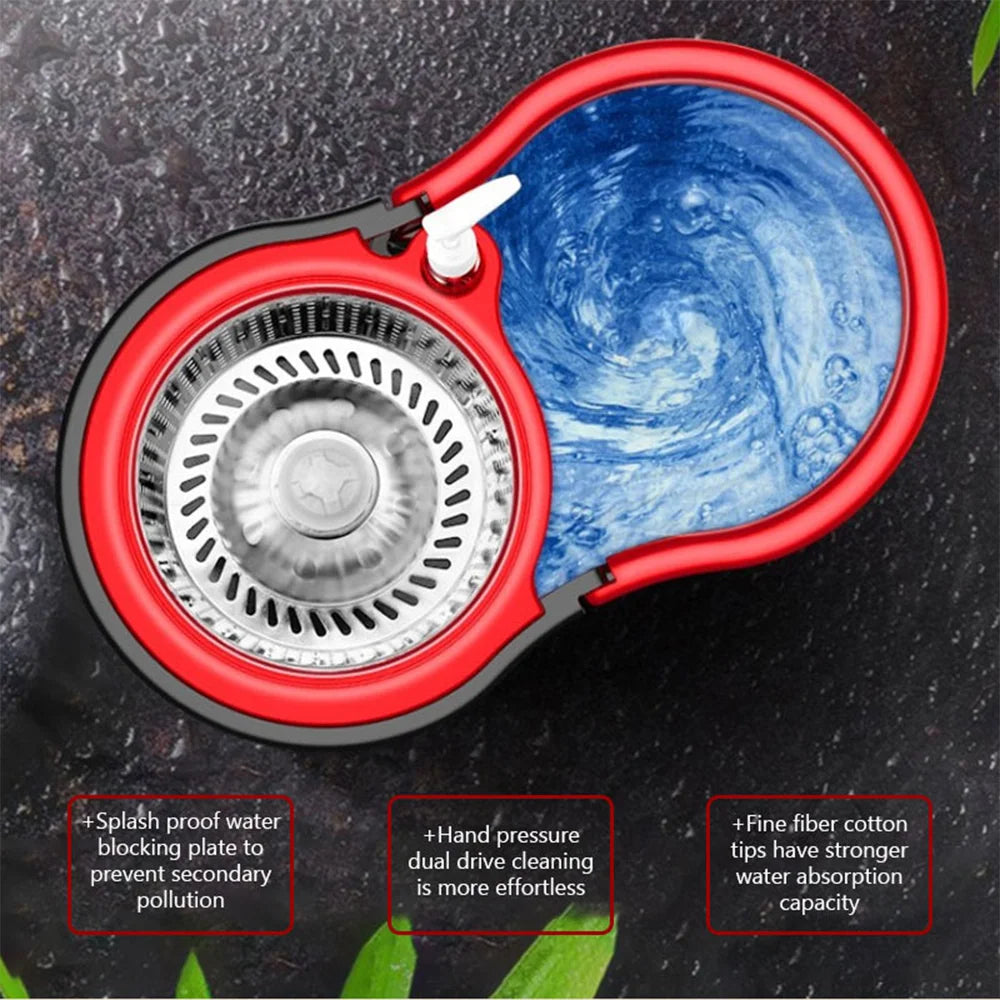 Microfiber Spin Mop and Bucket Cleaning System with 5 Microfiber Mop Replacement Heads