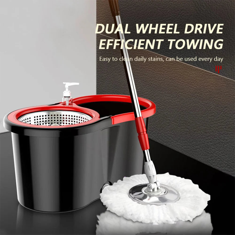 Microfiber Spin Mop and Bucket Cleaning System with 5 Microfiber Mop Replacement Heads
