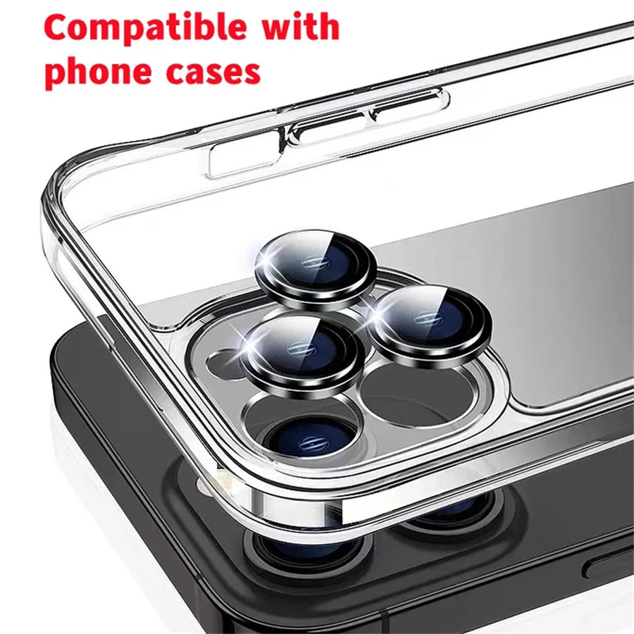 Original Titanium Color Camera Protector For iPhone 16 Pro Max 15 14 13 12 Mini Pro Max Metal Ring Tempered Glass Lens Cover Cap