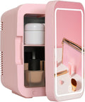 Mini Fridge for Bedrooms, 4L Skincare Fridge with LED Mirror