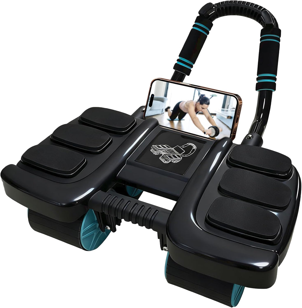 Abdominal Wheel Roller with Knee Mat Ab Roller Exercise Wheel Automatic Rebound Elbow Support