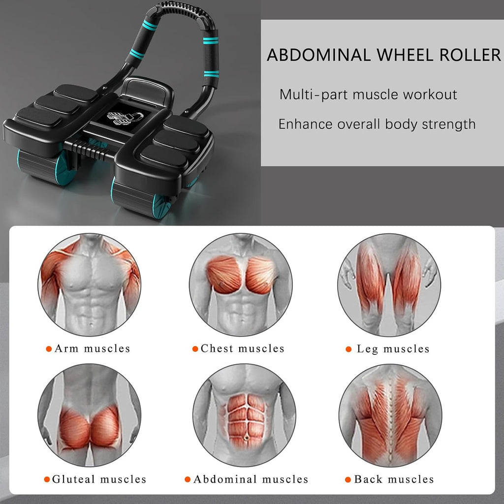 Abdominal Wheel Roller with Knee Mat Ab Roller Exercise Wheel Automatic Rebound Elbow Support