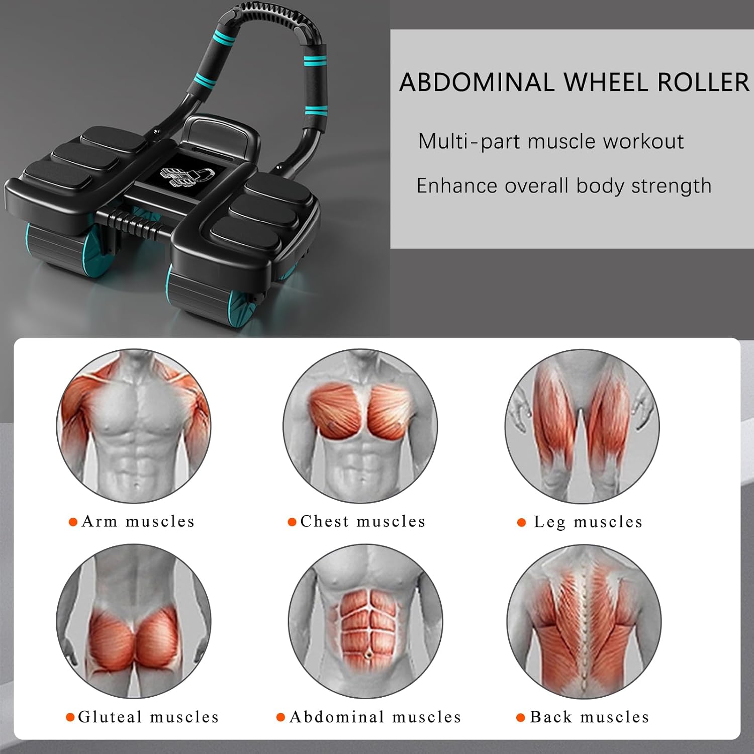 Abdominal Wheel Roller with Knee Mat Ab Roller Exercise Wheel Automatic Rebound Elbow Support
