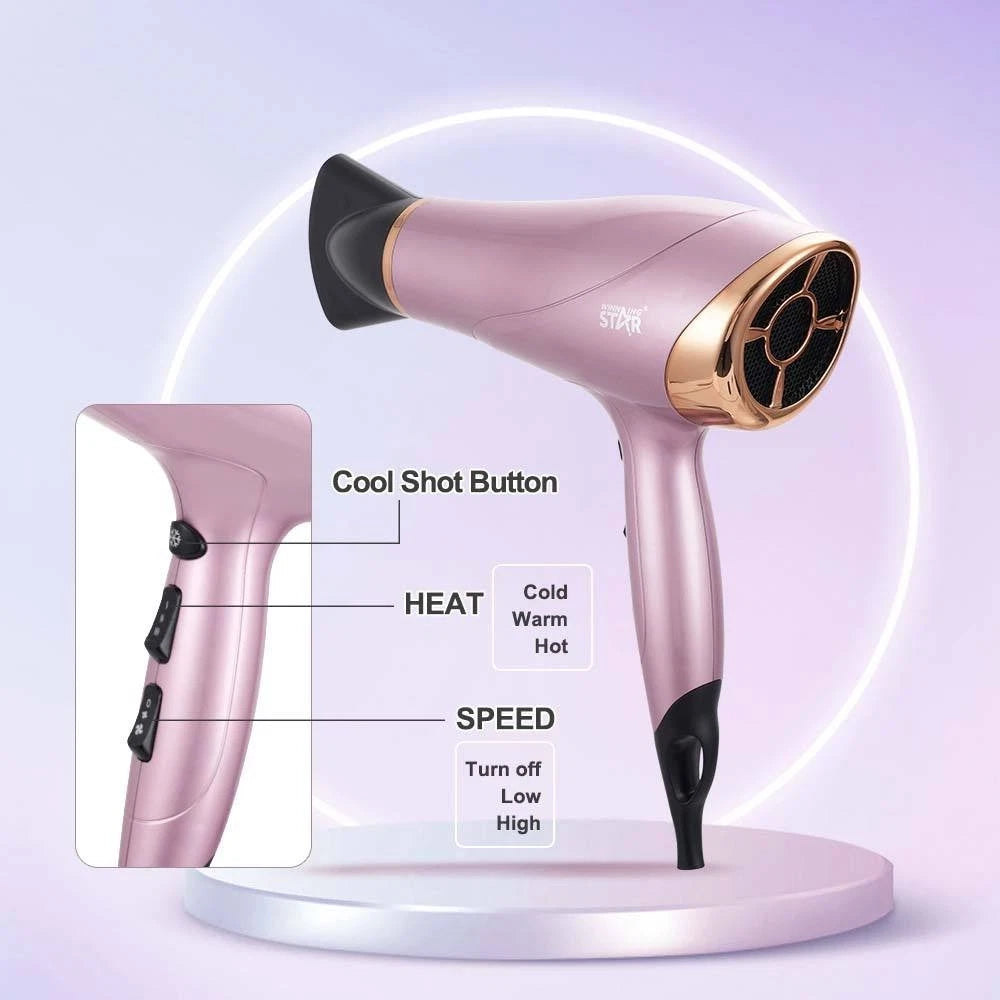 3 in 1 Hair Dryer Straightener Curler | Travel Hair Styling Kit - Rose Gold