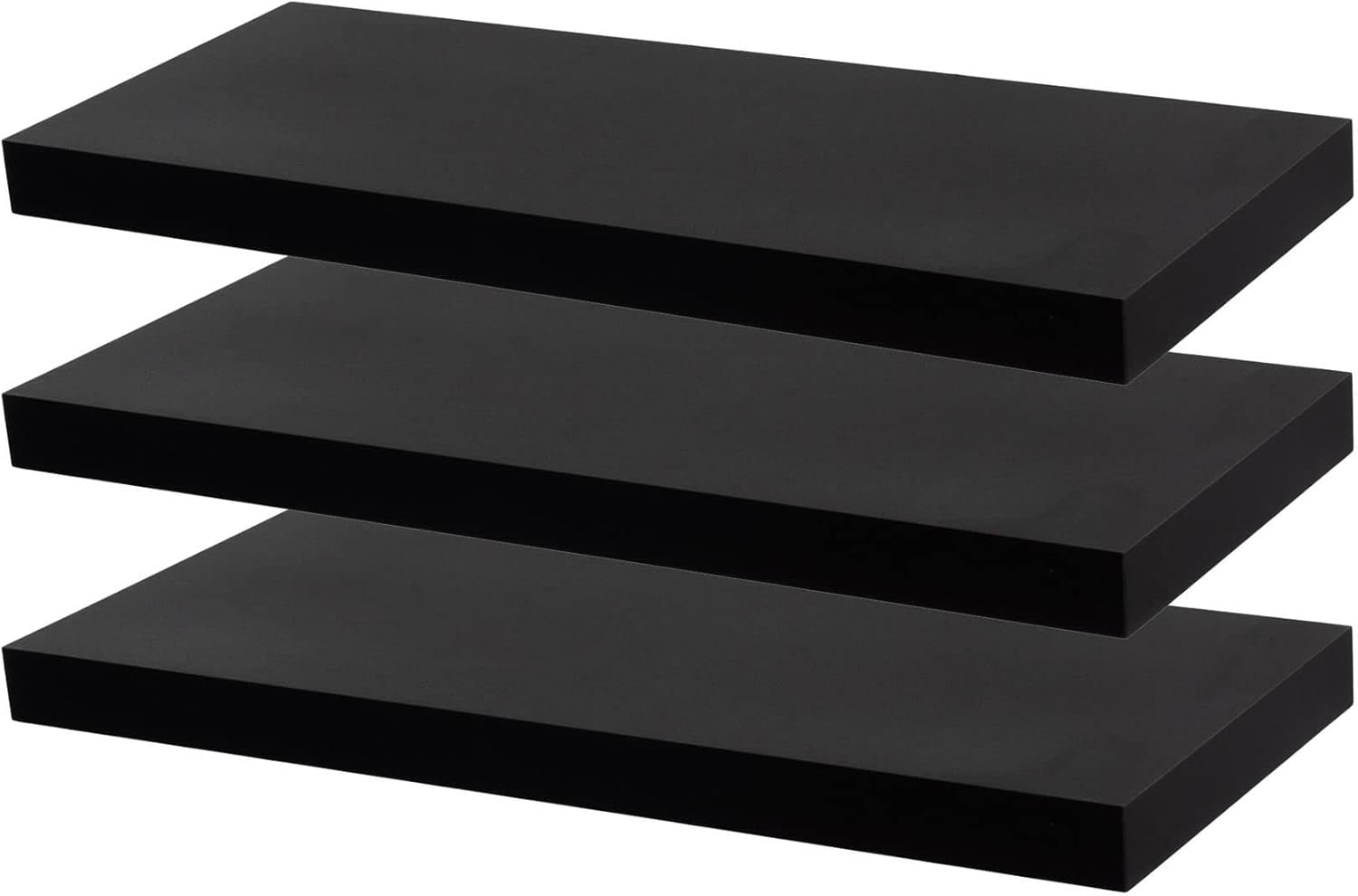 Harbour Housewares Modern Floating Wall Shelf - 60cm - Black - Pack of 3